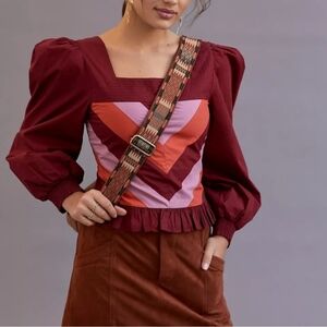 Anthropologie Smocked Puff Sleeve Blouse NWT XL